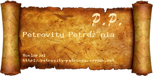 Petrovity Petrónia névjegykártya